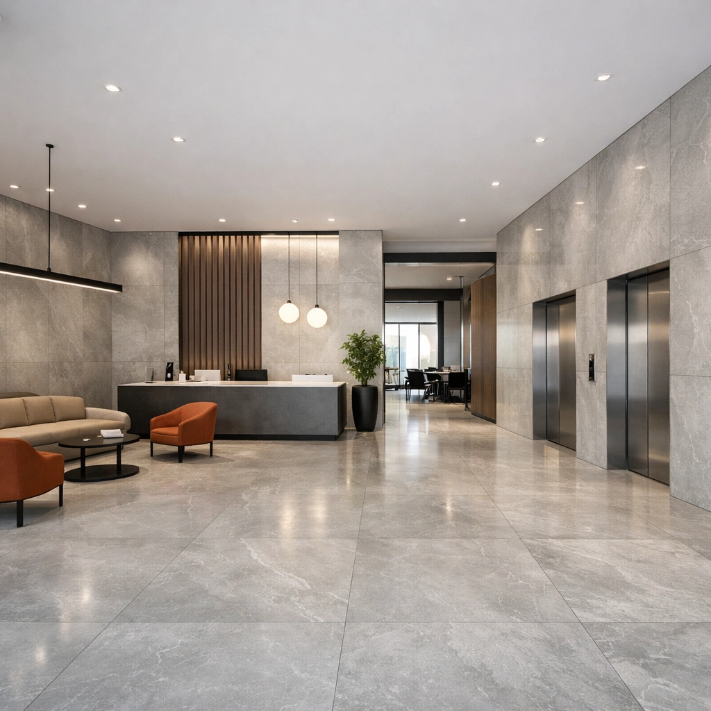 Large-Format Commercial Tiles for Seamless Interiors