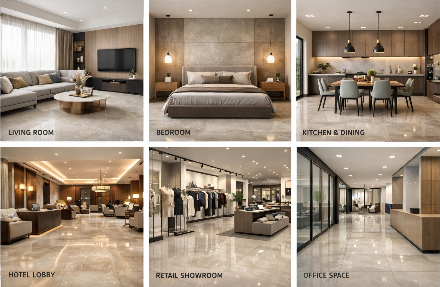 Applications of 80x80 cm GVT Tiles