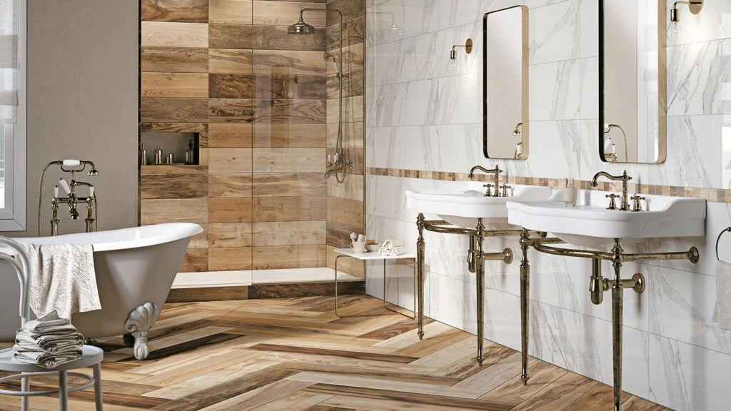 Wood-Looking Tiles in the Bathroom